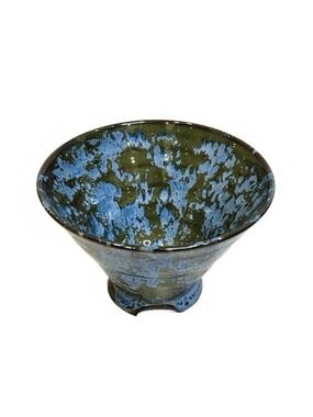 Ethridge Pottery PEI Blue and Green Glazed Stoneware Bowl Canadian Studio Art